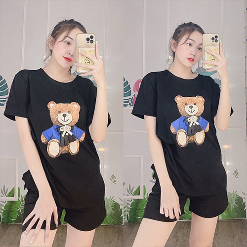 Đồ Bộ Nữ Mặc Nhà Anquachi Thể Thao Đẹp Thun Cotton Nữ Mặc Ngủ Ở Nhà Dễ Thương Quần Đùi Cute A047