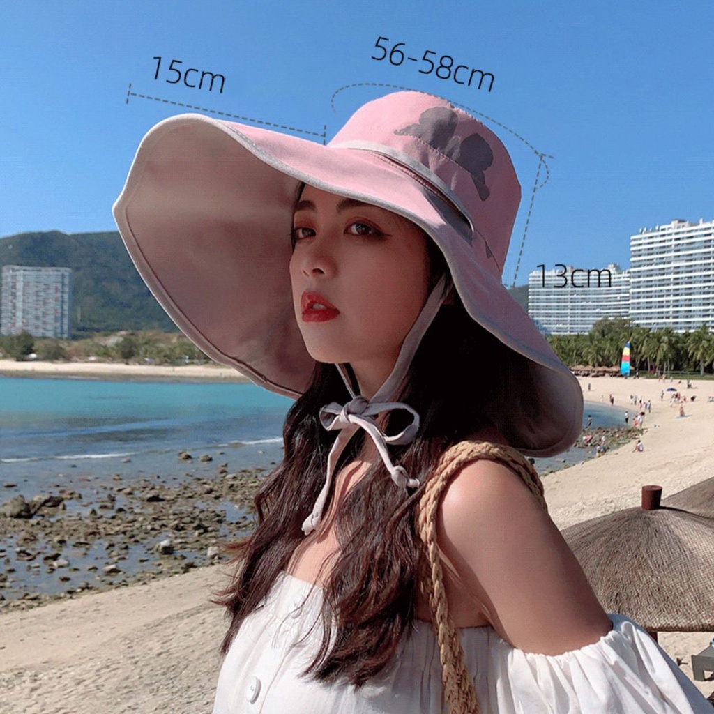 Nón Vải 2 MẶT Vành Rộng Nền Cánh Bướm Phong Cách Hàn