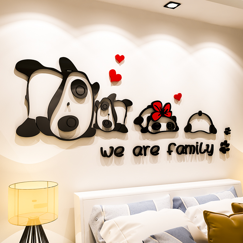 Tranh dán tường mica 3d decor khổ lớn gia đình gấu trúc panda trang trí mầm non, phòng cho bé Nhiều Size - EPeBen
