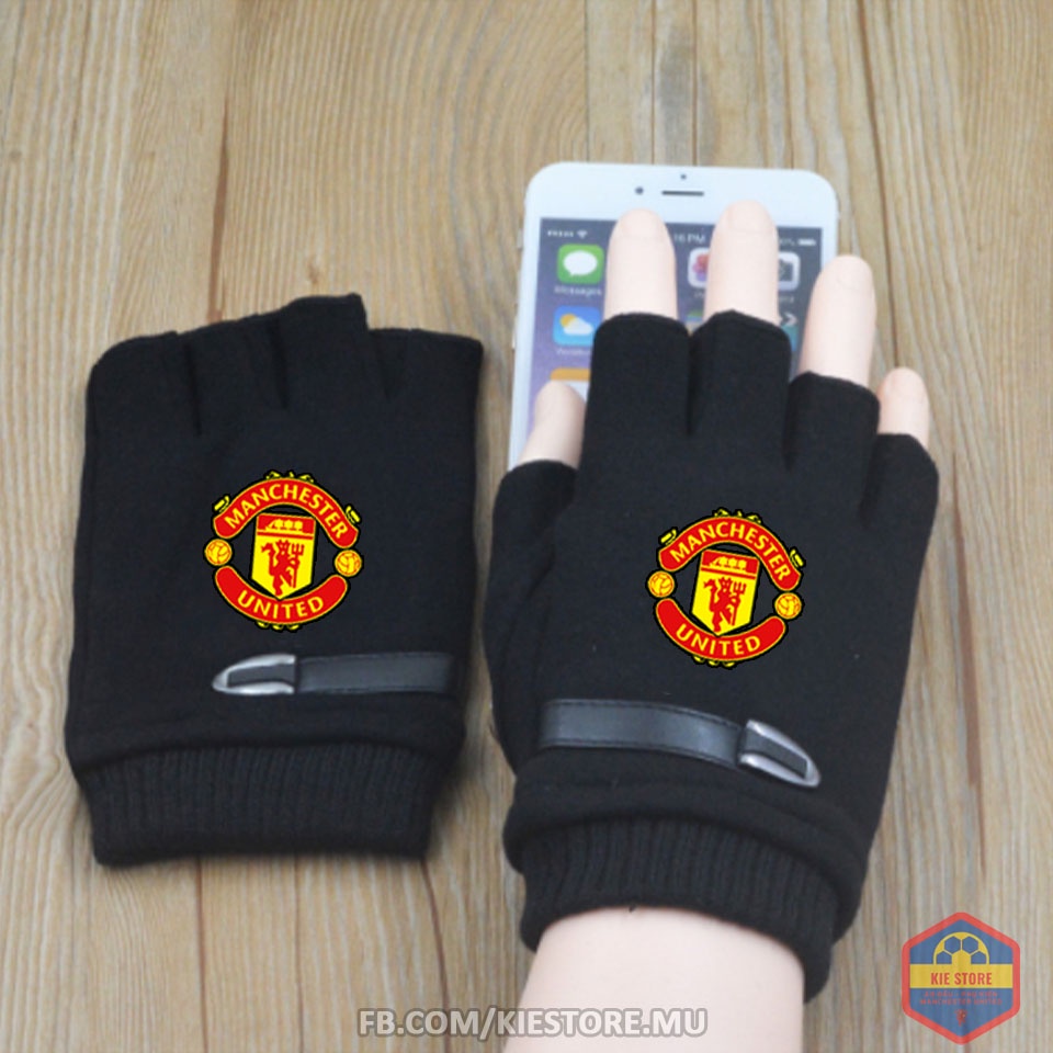 Găng tay len CLB bóng đá Manchester United hở ngón_Kie Store - Shop MU