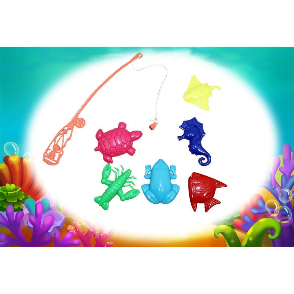 Bộ đồ chơi câu cá có cần câu nam châm gồm 6 sinh vật biển