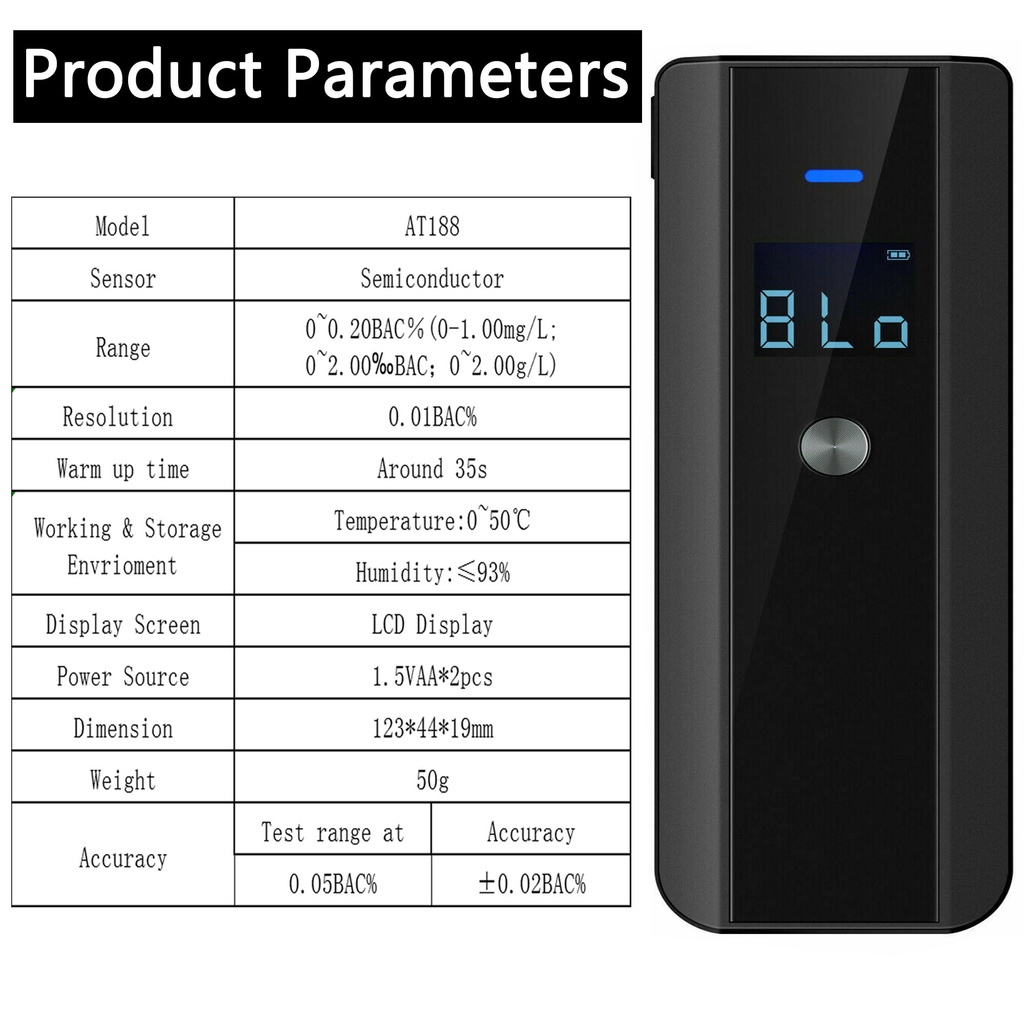 Thiết Bị Kiểm Tra Nồng Độ Cồn Kỹ Thuật Số Màn Hình LCD Chuyên Nghiệp