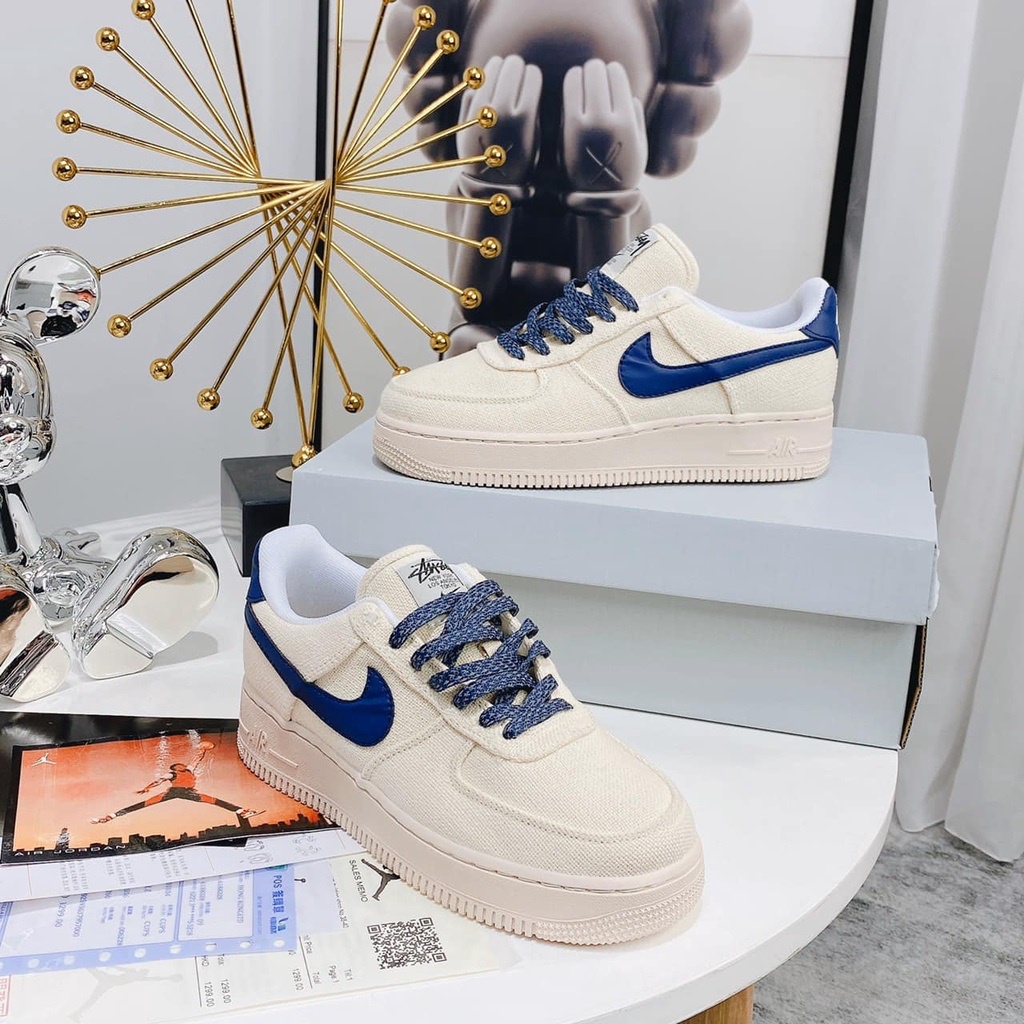 Giày Nike Force Canvas Navy Vệt Xanh Giày Thể Thao Nam Nữ Navy Hàng Cao Cấp