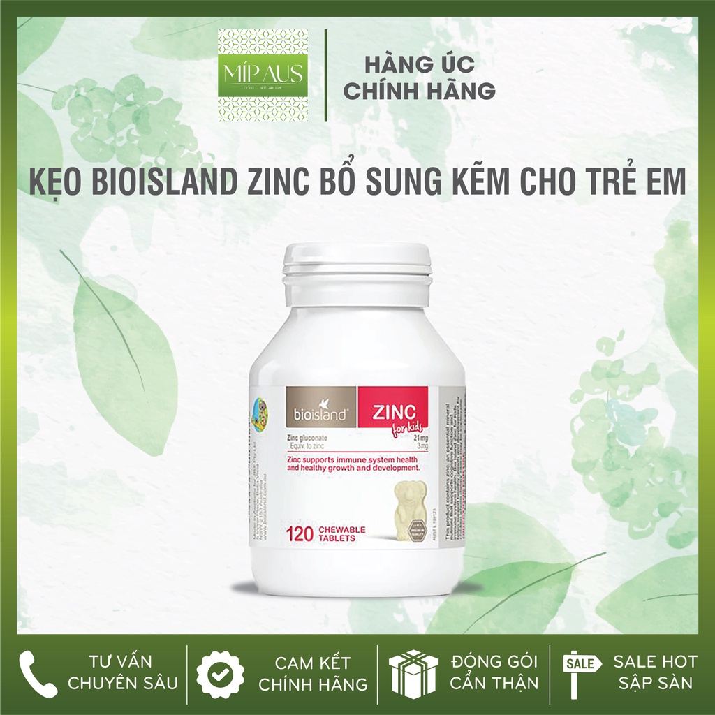 Viên bổ sung kẽm Zinc Bioisland cho bé từ 1 tuổi (120 Viên)