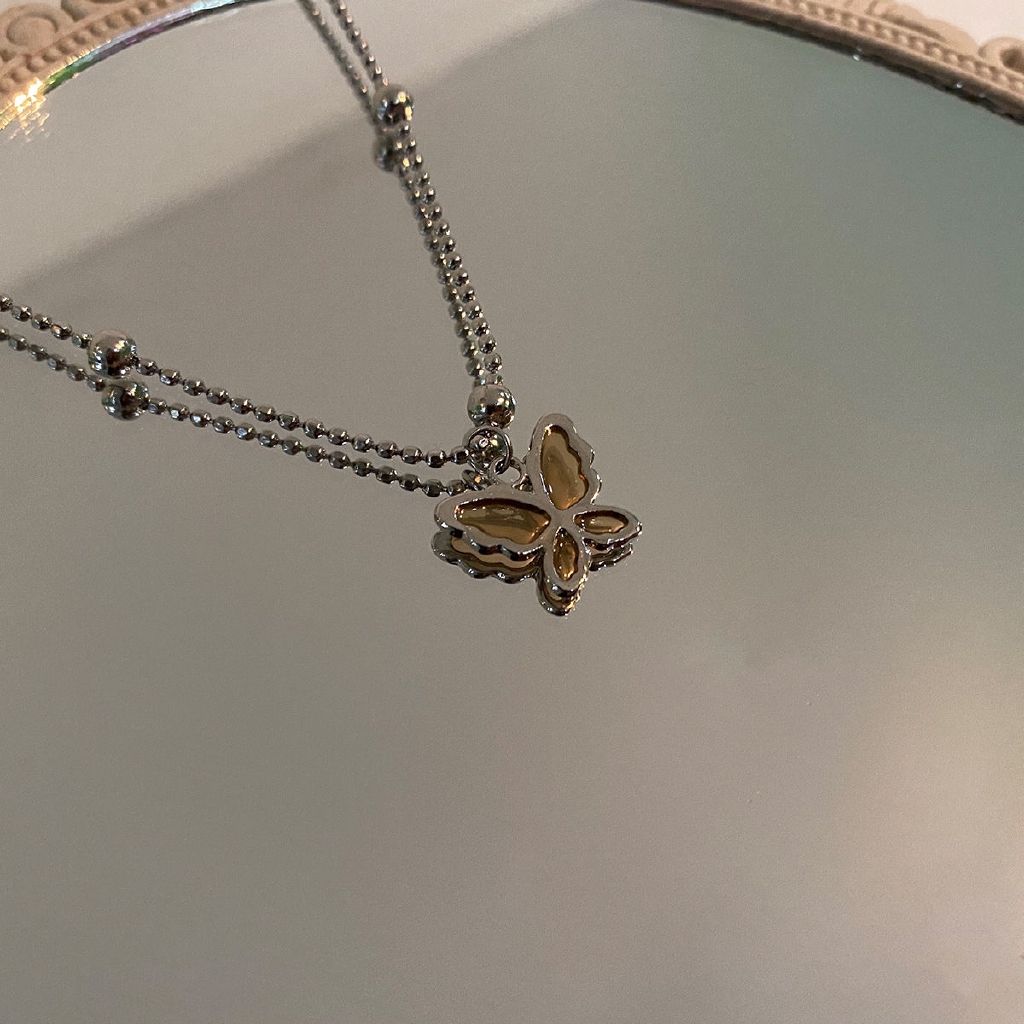 Vòng cổ choker mặt bướm trong suốt nhiều màu phong cách thời trang dễ phối đồ 22478