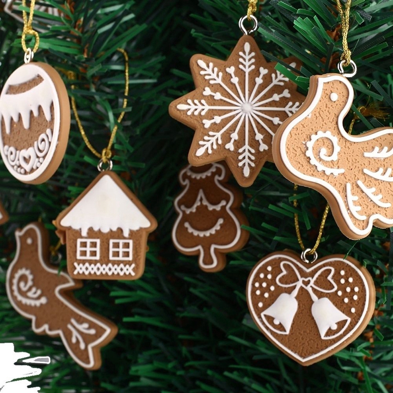 Bộ 11 mặt trang sức treo trang trí cây thông giáng sinh bằng đất sét thủ công