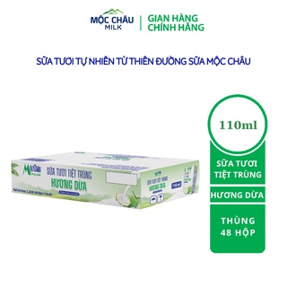 Thùng 48 hộp Sữa tươi tiệt trùng Hương dừa Mộc Châu Milk (110mlx48)