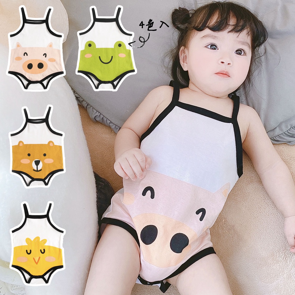 Sanlutoz Mùa hè Đứa bé Áo liền quần Không tay Bông Hoạt hình Dễ thương