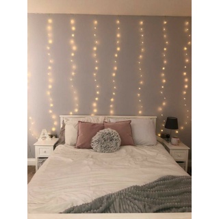 Bộ rèm đèn mưa rơi đom đóm led móc treo 3 x3 mét