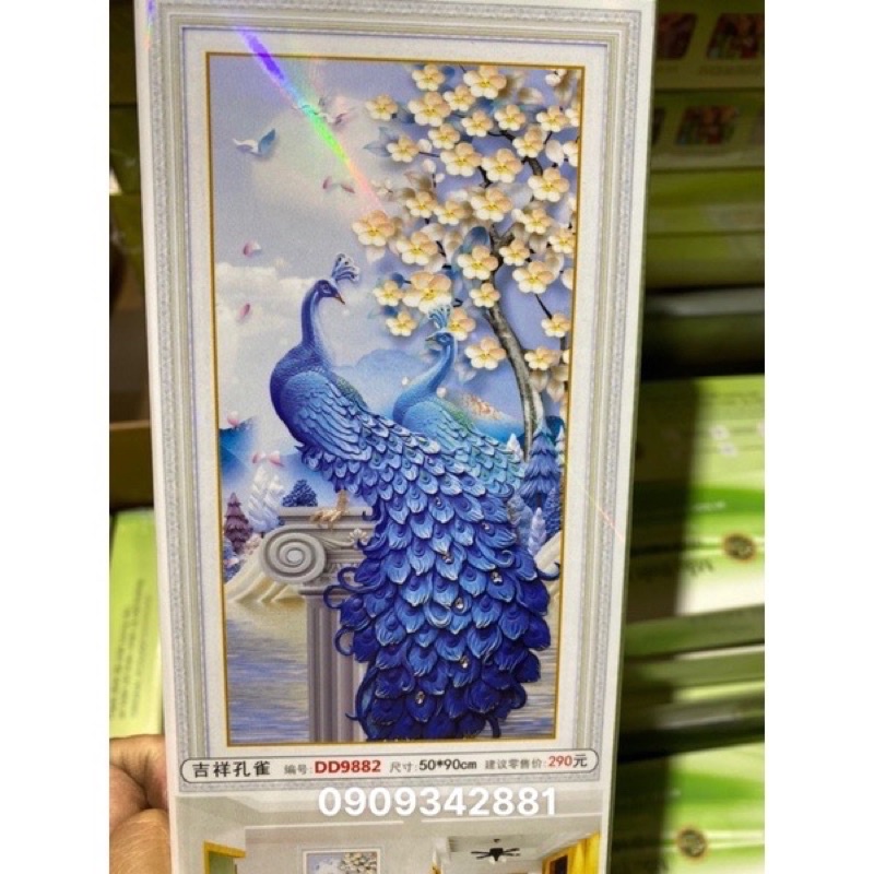 Tranh Đính đá Hoa khai phú quý D9882  chưa đính