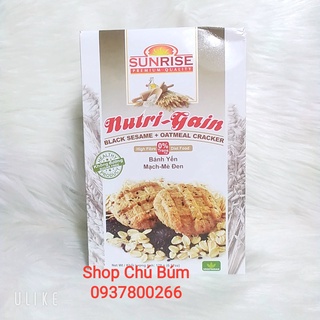 Bánh yến mạch mè đen ăn kiêng NUTRI GAIN - tốt cho người tiểu đường, ăn kiêng, giảm cân, tập gym, Hộp 178g ( 16 bánh)