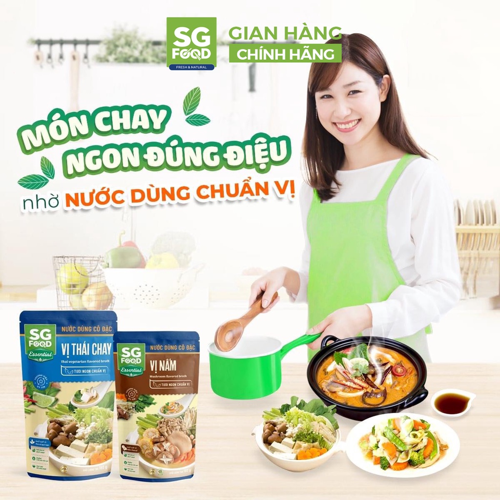 Nước dùng cô đặc vị thái chay SGFOOD 180gr nấu lẩu chế biến món ăn tươi ngon chuẩn vị