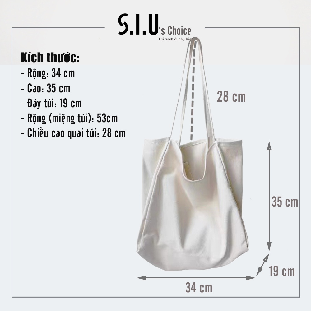 Túi tote nữ vải canvas ngăn rộng đeo vai đeo chéo phong cách Hàn Quốc Siu's Choice- SIUBB13