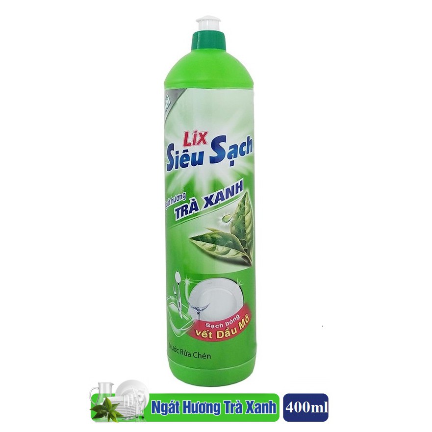 [Tiện dụng] Nước rửa chén Lix siêu sạch 400g hương Trà Xanh