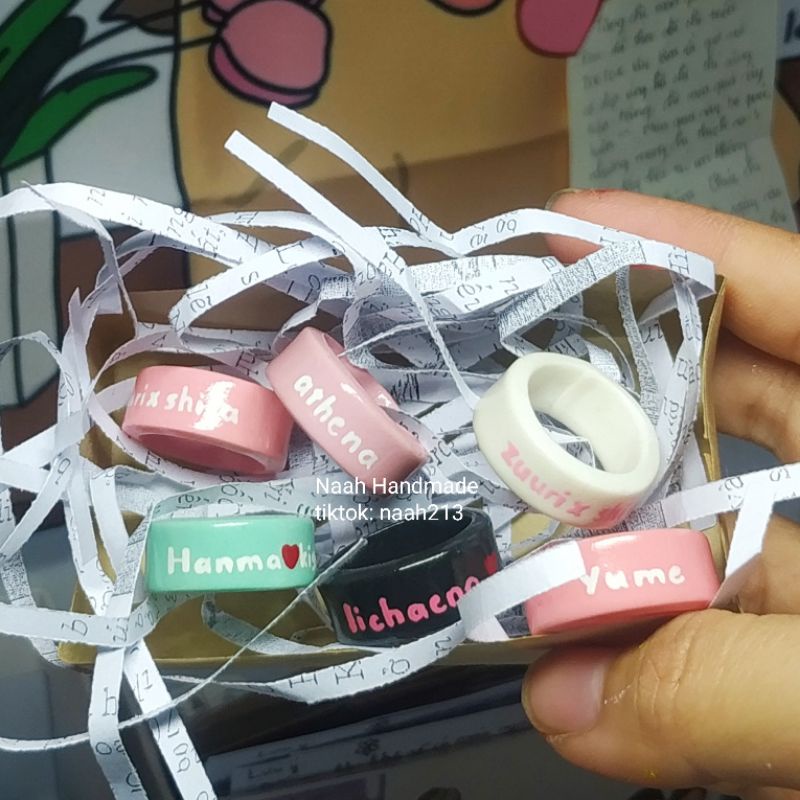 Clay Ring #4 Nhẫn đất sét vẽ/viết chữ theo yêu cầu (ib Gửi màu+ chữ/hình)
