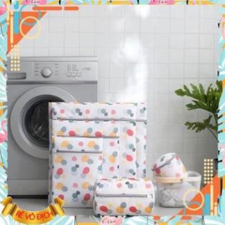Túi lưới giặt quần áo hình chấm bi lưới dày, bền (nhiều size)