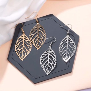 Bông tai chiếc lá đủ 2 màu vàng/bạc