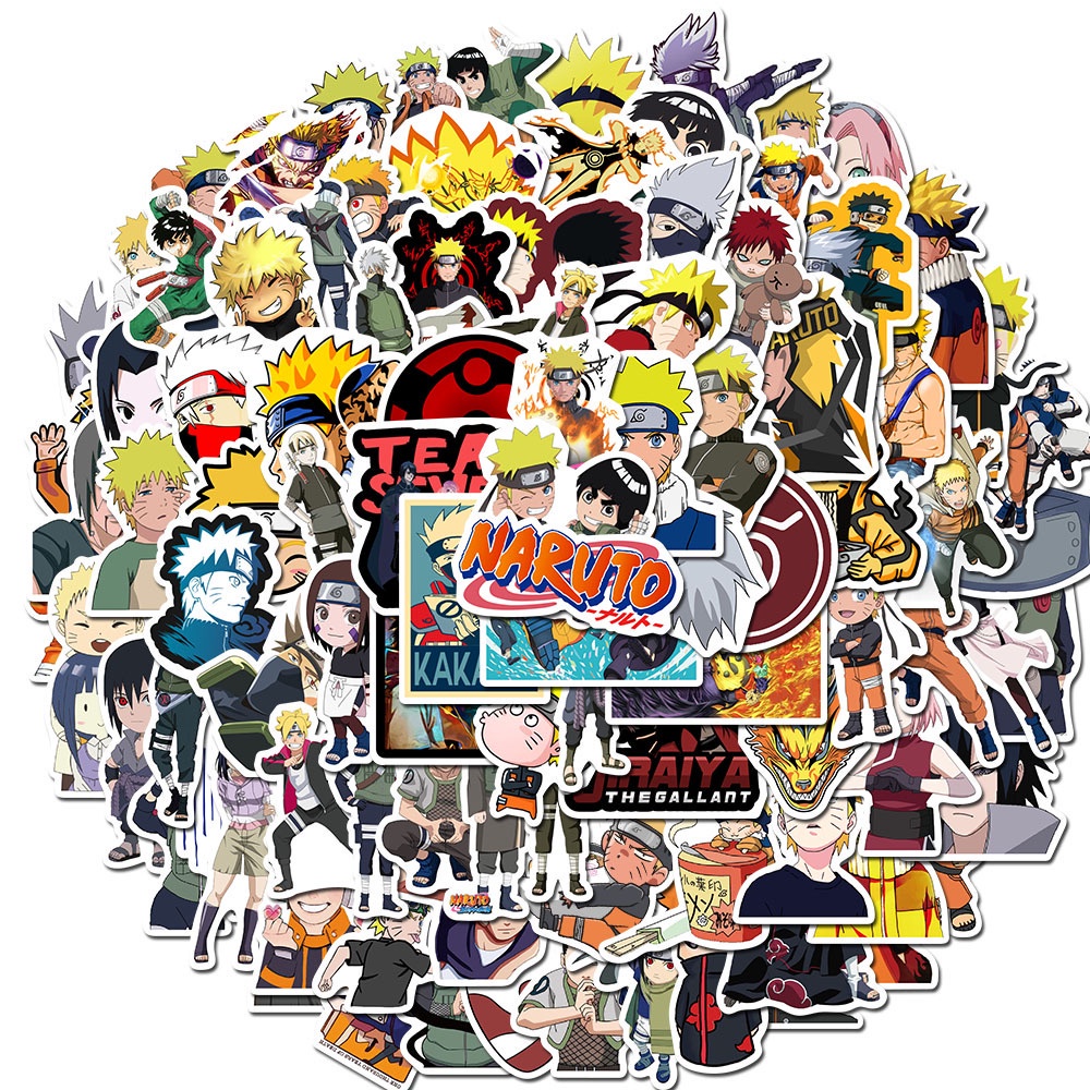 Set 100 miếng dán trang trí hình nhân vật anime Naruto