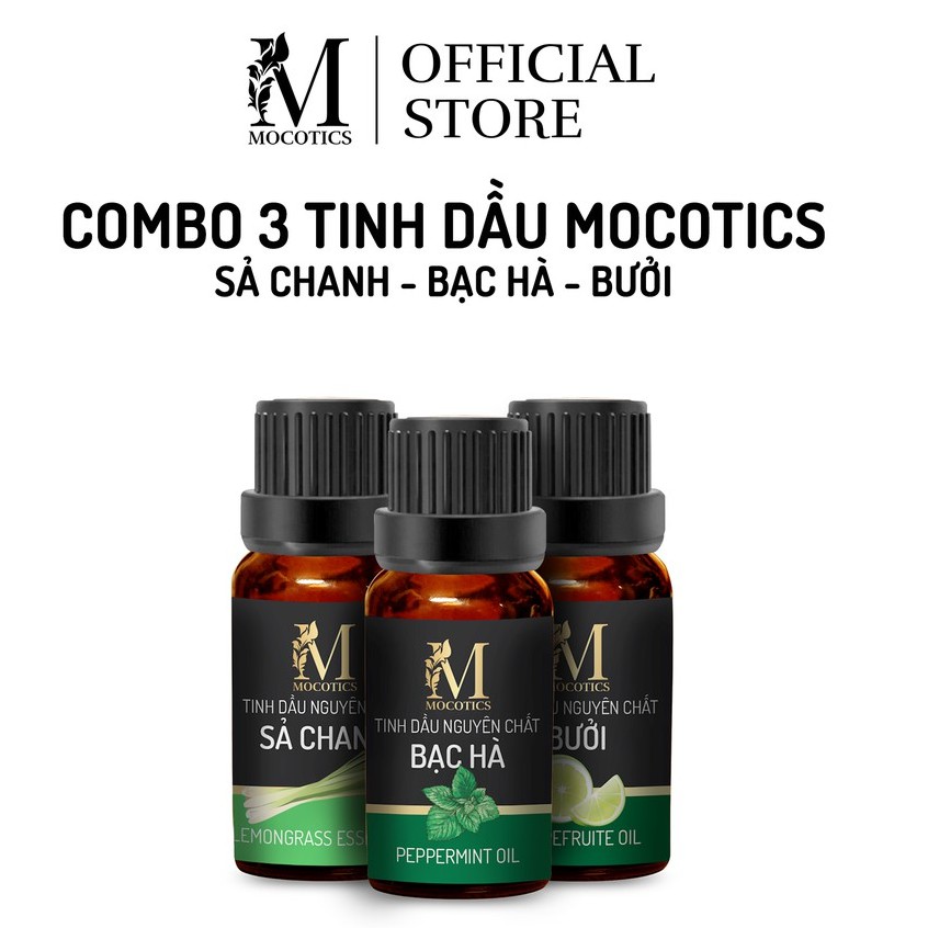 Tinh dầu thiên nhiên xông phòng, đuổi muỗi, treo xe Mocotics: Sả chanh + Bạc hà + Bưởi dung tích 10ml/lọ