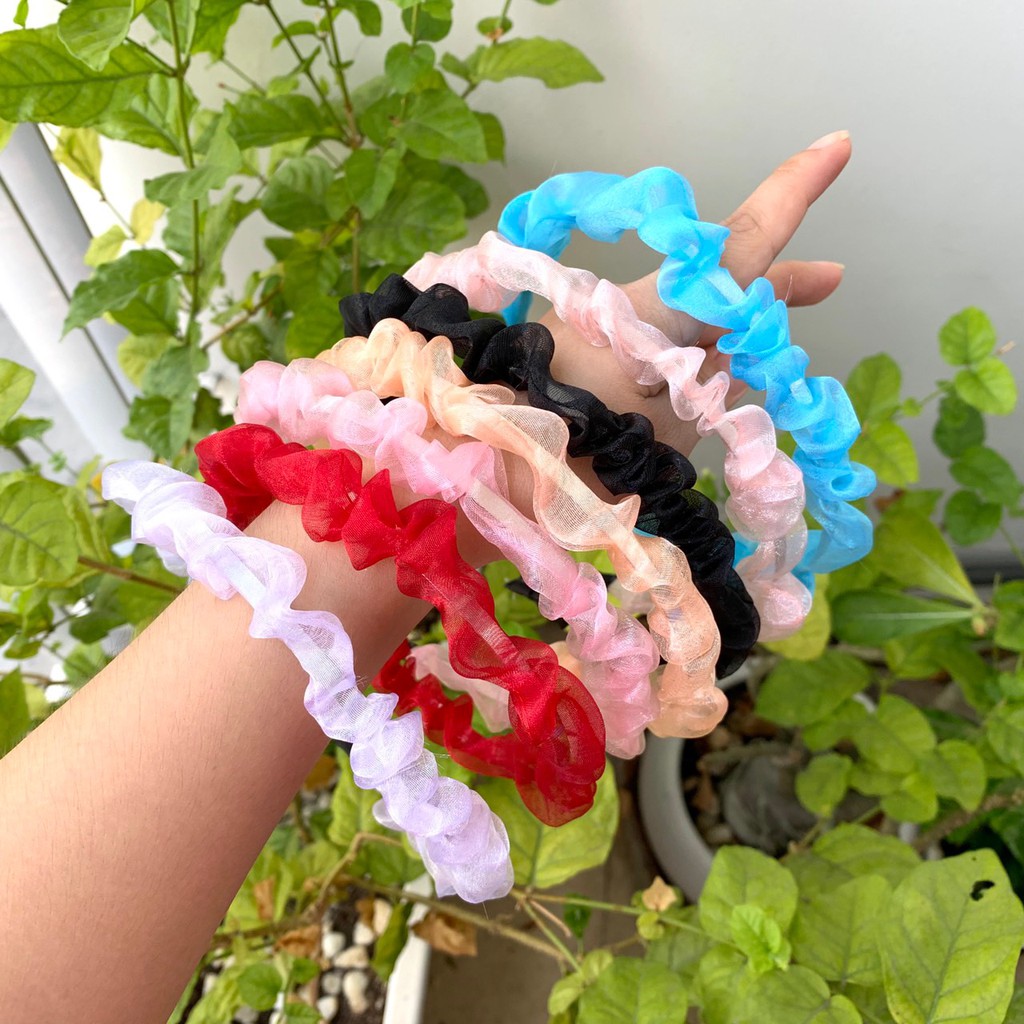 Cài tóc thời trang vải scrunchies caro xinh xắn