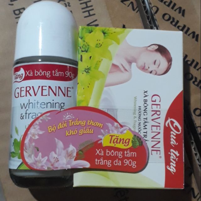 (Chọn mùi)Gervenne - Lăn khử mùi trắng da 50ml + Tặng xà bông tắm 90g
