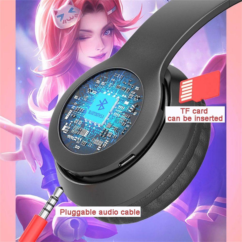 Tai Nghe Chụp Tai Bluetooth Không Dây Chống Ồn Có Đèn LED RGB Kiểu Dáng Dễ Thương