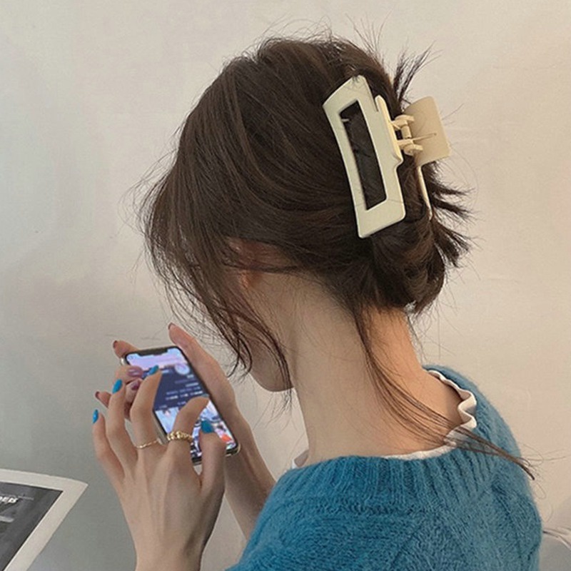 Kẹp Tóc Màu Cà Phê/Trắng Đơn Giản Thời Trang Hàn Quốc Dành Cho Nữ