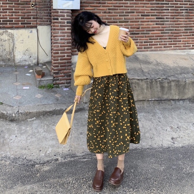 FULL SET : Đầm + Cardigan
