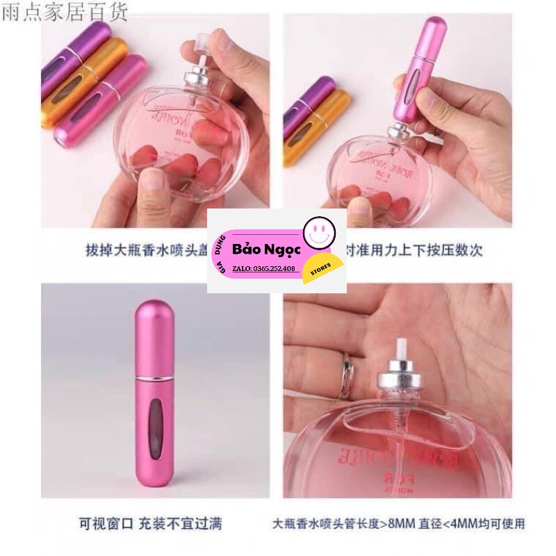 Lọ Triết Nước Hoa Mini Tự Động Cao Với Dung Tích 5ml Thiết Kế Vỏ Nhôm Cao Cấp