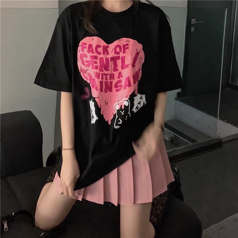 💯💯 SET Blackpink ÁO PULL ĐEN CHỮ VÁY XẾP LY HỒNG cao cấp