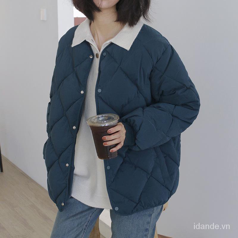Áo khoác phao cotton dáng ôm phong cách Hàn Quốc thời trang mùa thu mới 2021 cho nữ