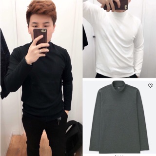 Áo nam nỉ tơ cotton cổ 3p Uniqlo #authentic