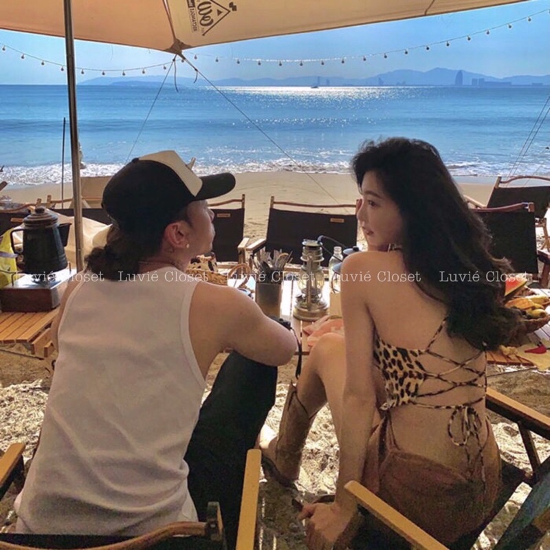 Áo Croptop Hở Lưng Đan Dây Kiểu Yếm Có Mút Ngực Hoạ Tiết Da Beo Ôm Body Sexy Quyến Rũ