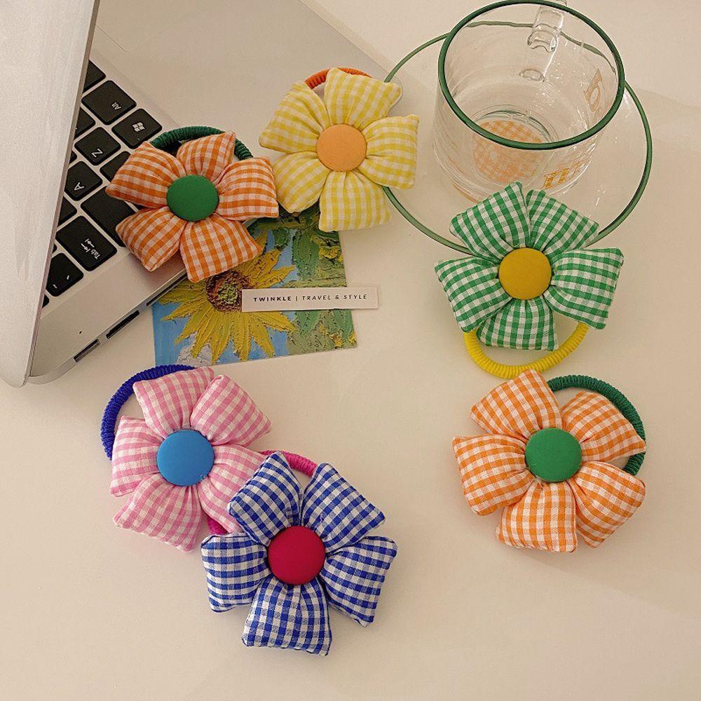 Dây Buộc Tóc Cao Su Họa Tiết Kẻ Sọc/Hoa Hướng Dương/Hoa Hướng Dương Nhiều Màu Phong Cách Hàn Quốc Xinh Xắn Cho Nữ