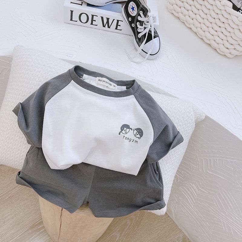 Set Áo Thun Cotton Ngắn Tay Form Rộng Họa Tiết Hoạt Hình Và Quần Short Thời Trang Mùa Hè Cho Bé Trai