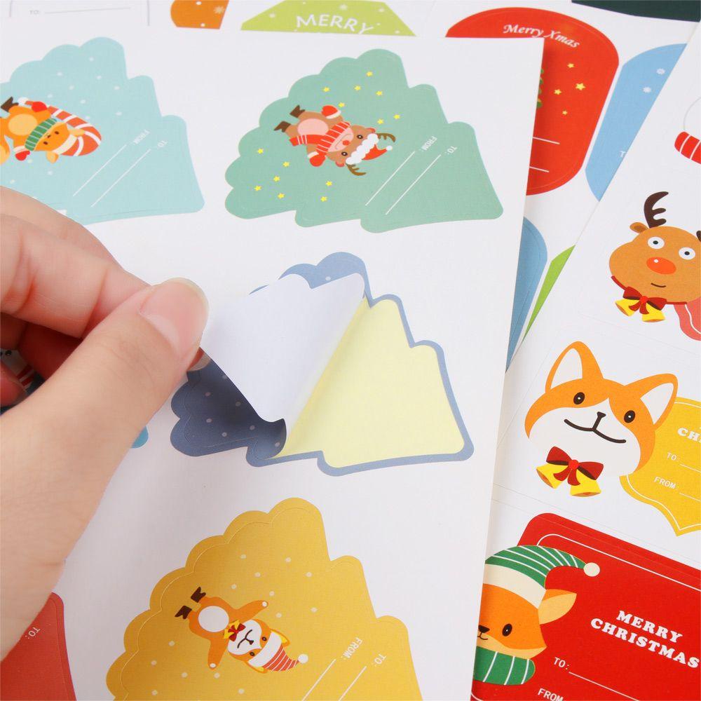 Set 1 / 16 Tấm Nhãn Dán Dùng Trang Trí Quà Tặng Giáng Sinh DIY