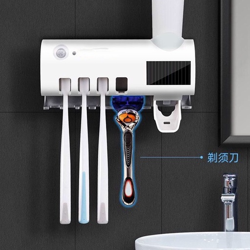 Giá để bàn chải đánh răng Làm sạch hơn Treo tường Thông minh An toàn UV với Bộ phân phối kem cho phòng tắm Hydrogen065