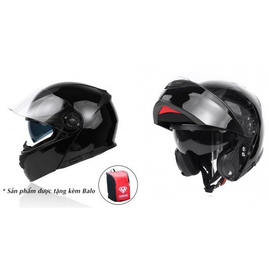 Mũ Bảo Hiểm Full.Face Lật Hàm Yohe 950 Black With Lines mũ Phượt - nón bảo hiểm xe Motor.