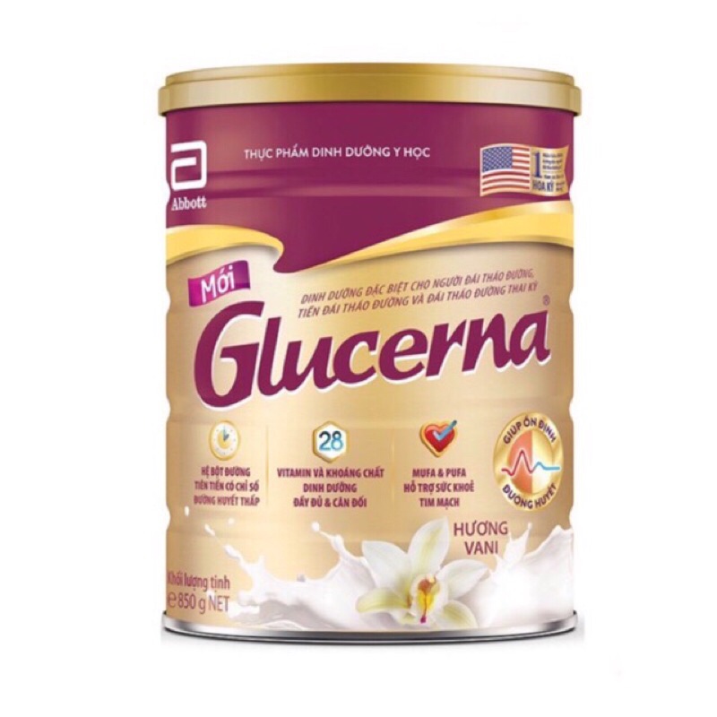 sữa bột dành cho người bị tiểu đường Glucerna vani lúa mạch 850g 800g