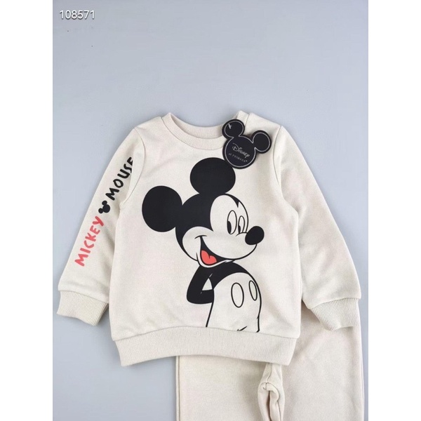 Bộ nỉ Mickey be Primark sz 0-9m
