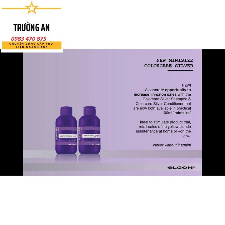 Dầu gội khử vàng Elgon Silver shampoo cho tóc bạch kim Ý 100ml