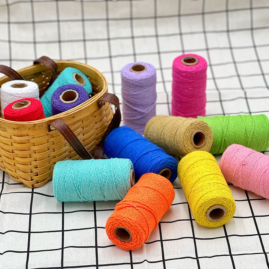 Dây Thừng Macrame Bện Sợi Cotton Tự Nhiên 2mm Trang Trí Nhà Cửa DIY