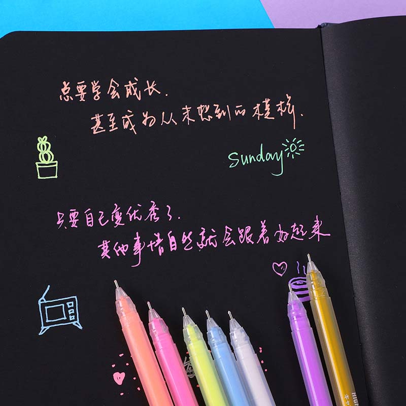 Set 12 bút mực gel nhiều màu sắc độ bóng cao dùng làm quà tặng cho học sinh