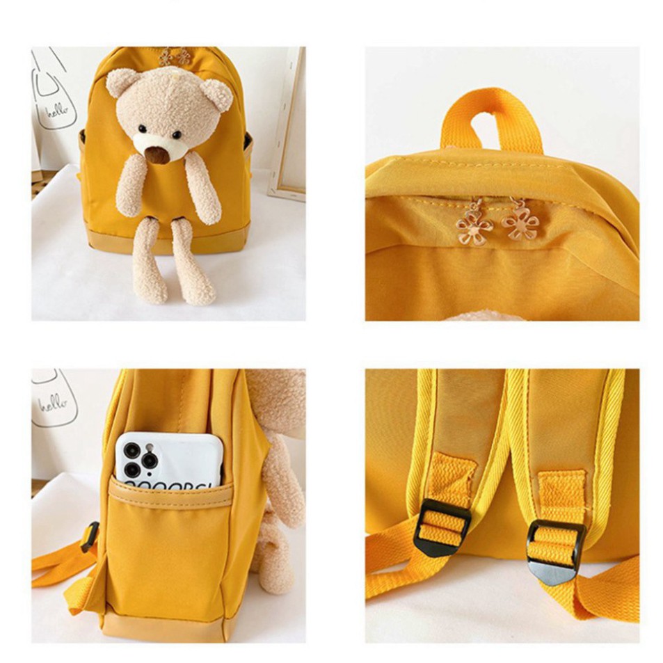 [Nhập Khẩu - Cao Cấp] Balo gấu Cặp sách size to cho bé đi học, du lịch, dã ngoại màu vàng hồng xinh xắn