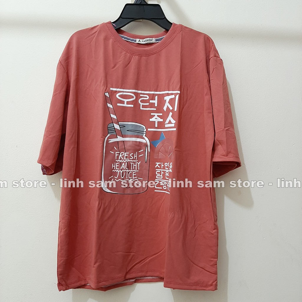 Áo thun tay lỡ SAM CLO freesize phông form rộng Unisex, mặc lớp, nhóm, cặp in hình ly nước FRESH HEALTHY JUICE | BigBuy360 - bigbuy360.vn