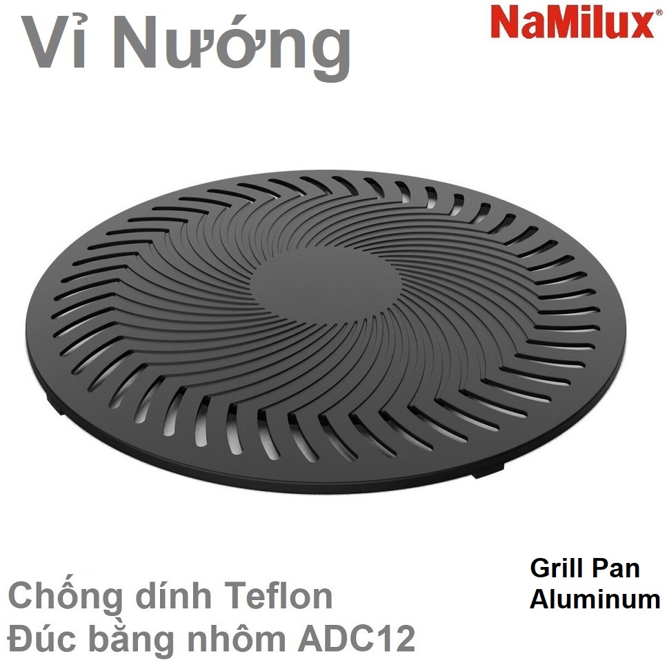 Vỉ nướng tròn tặng kèm cây nâng vỉ Namilux dùng cho bếp đa năng 2621PF