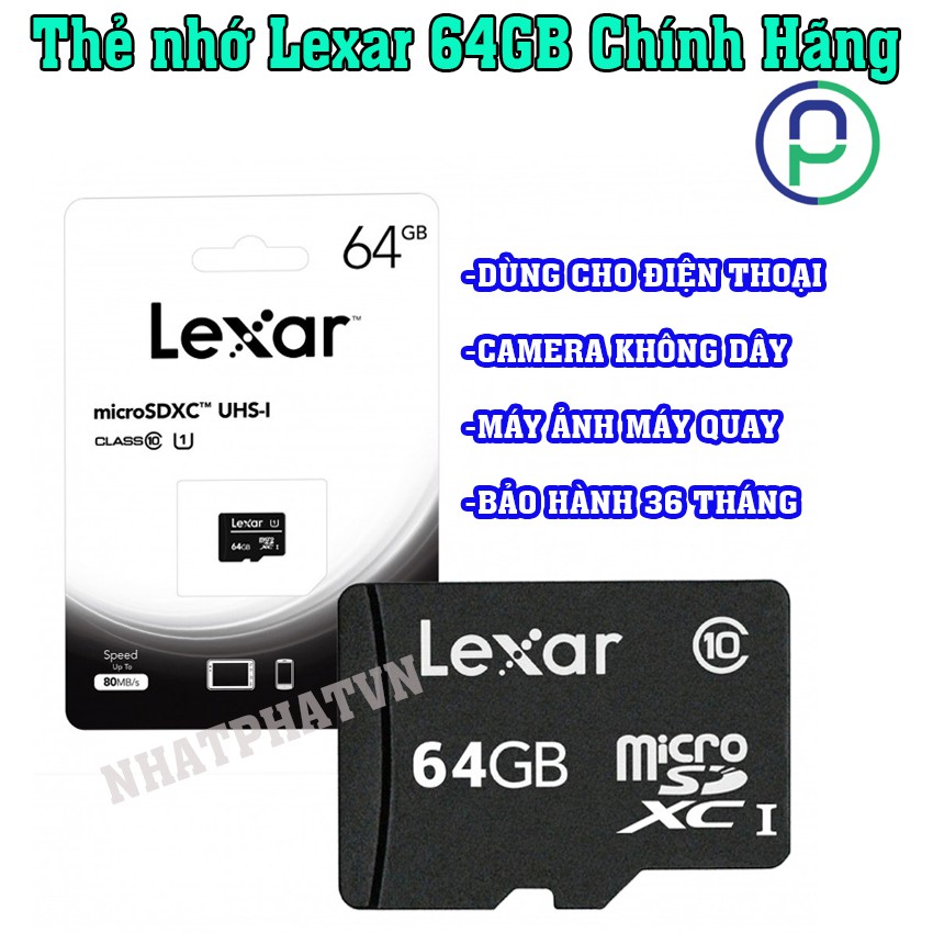 Thẻ nhớ Camera Micro SDXC Lexar 64GB Chính Hãng Bảo Hành 36 Tháng