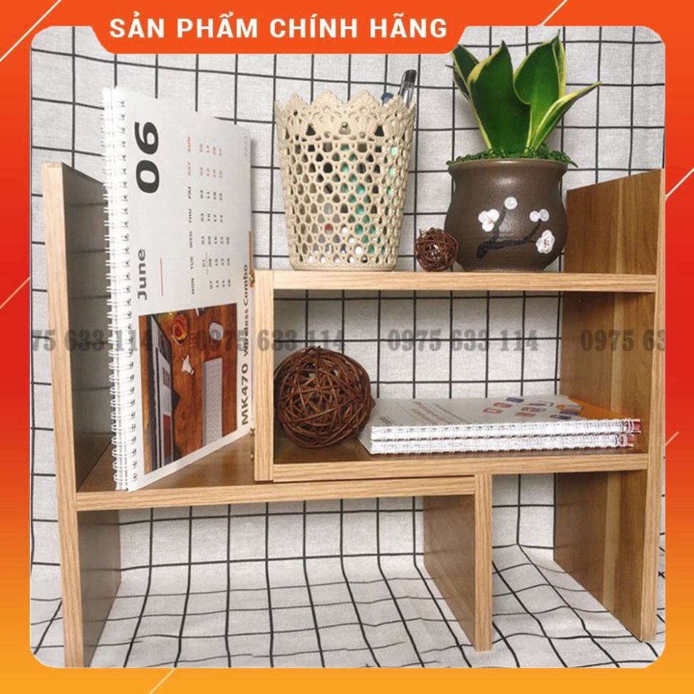 Kệ sách để bàn 💙FREESHIP💙 Giá sách gỗ mini 3 tầng lắp ghép đa năng điều chỉnh được kích thước