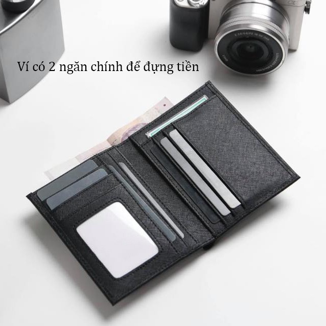 Ví Da Bò Nam Nữ Kiểu Đứng Dáng Gập - Da Bò Thật 100% Nhiều Ngăn Đựng Tiện dụng Unisex Dành Cho Nam Nữ