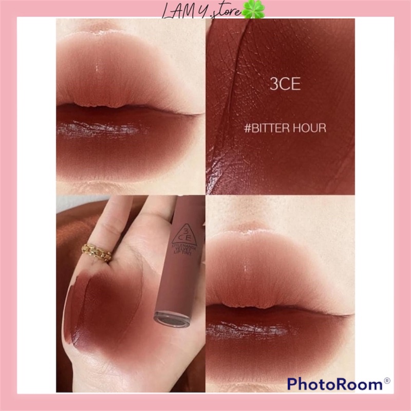 Son 3CE Bitter hour thuộc phiên bản Velvet lip tint (Màu đỏ nâu)